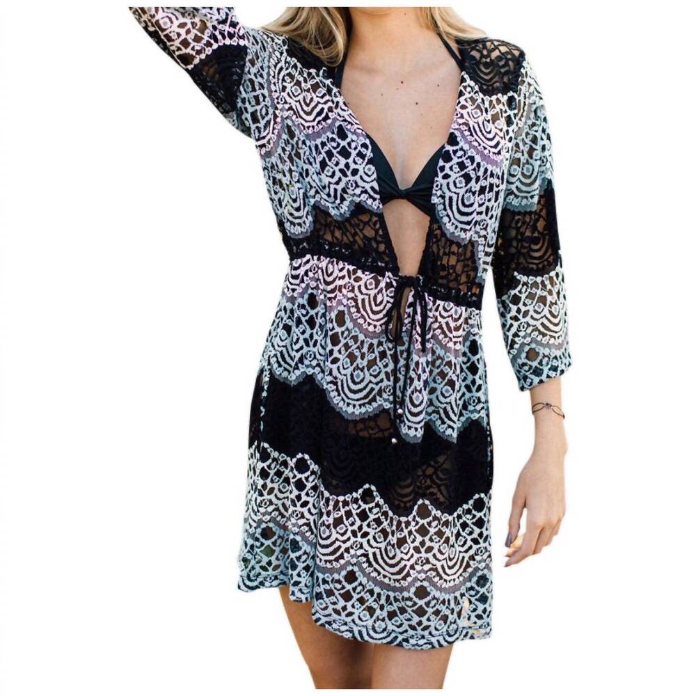 NEW J.VALDI lace tie front tunic in black